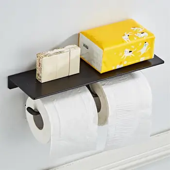 

Fast shipping Free Punch Toilet Paper Tissue Holder Storage Holder Toilet Roll Holder with Phone Shelf Wall Mounted Bathroom Tis