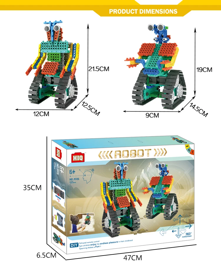 2 in 1 RC plastic blocks kid educational toy robot