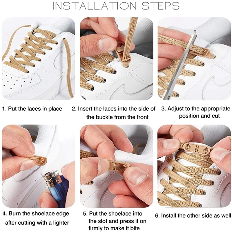 Reticulated Woven Elastic Shoe Laces Flat buckle Lock No Tie Shoelaces Sports Competition Take A Walk Sneakers Lazy Lace