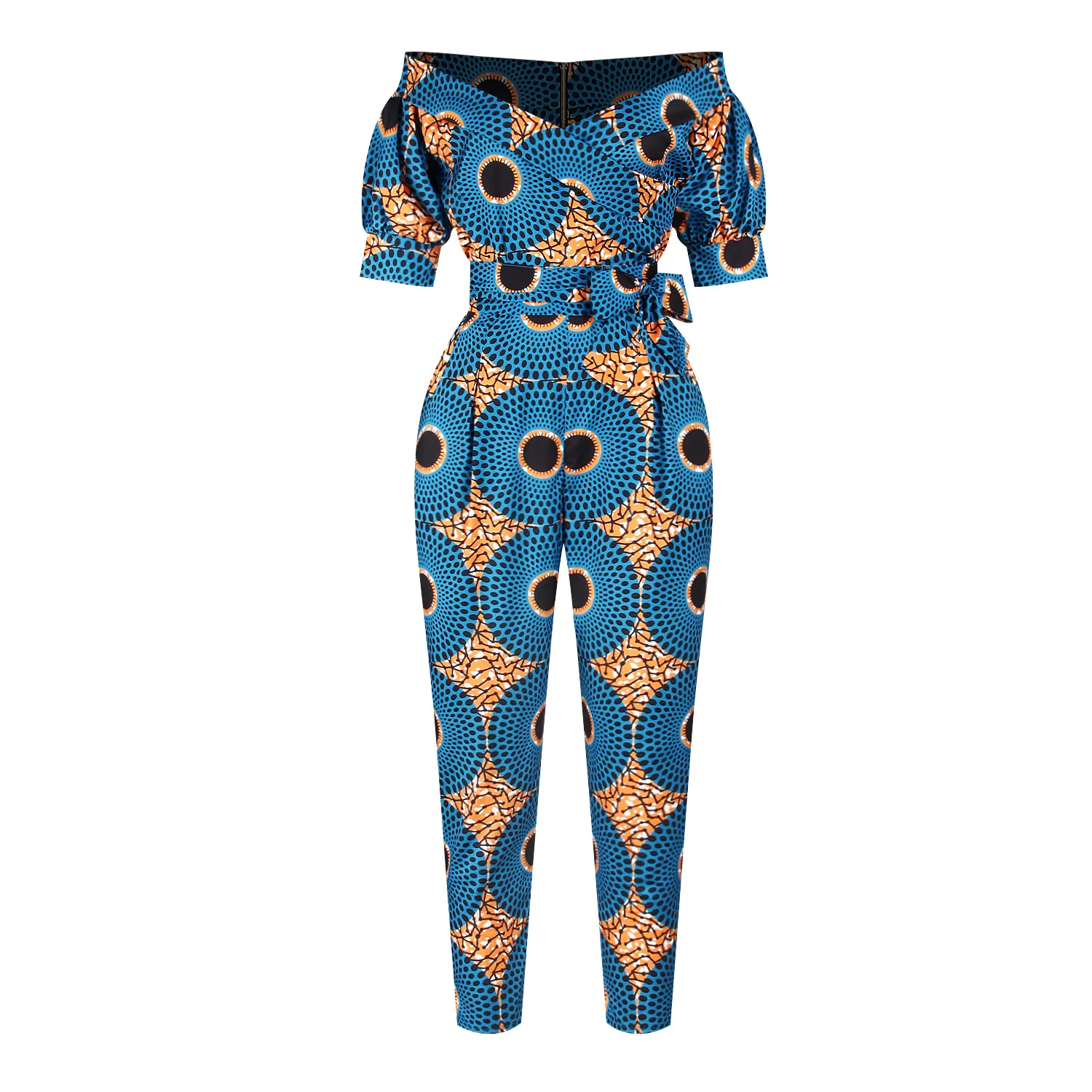 african fashion style New Summer African Printing Jumpsuit For Women Fashion Lantern Sleeves Off Shoulder Ankara Style Trousers Casual Lady Jumpsuit african outfits