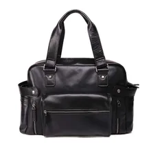 Мужская черная сумка, дорожная сумка из натуральной кожи, большая вместительность, дорожная сумка для путешествий, деловая многофункциональная сумка-тоут, повседневные сумки через плечо