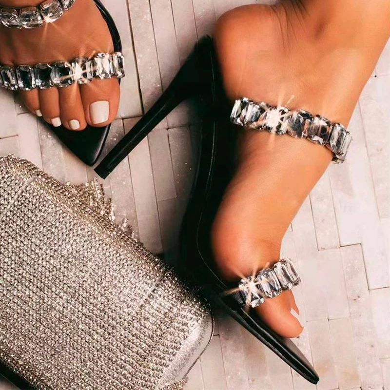 Туфли CJDLY женские туфли стразы сандалии на высоком каблуке свадебные черного и