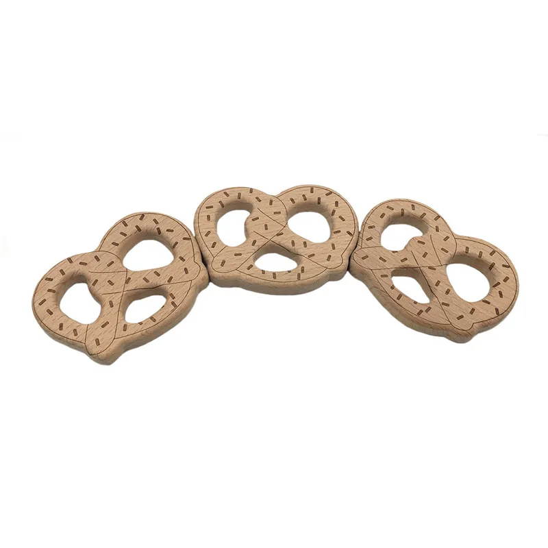 1Pc DIY Creative Bread Natural Beech Wooden teether Pacifier Chain Safety Certification Woode Baby Teether Toys for Newborn Gift