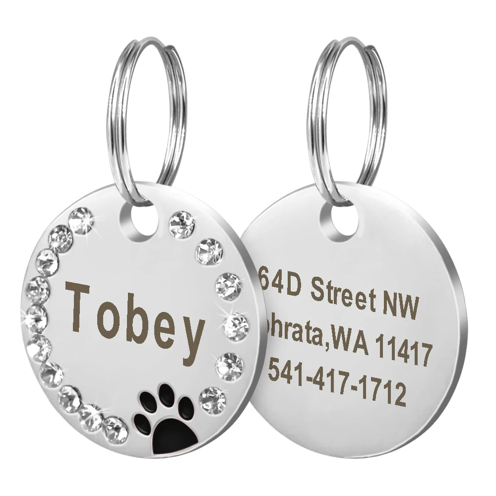 Custom Anti-lost Collar Puppy Accessories Name Pendant Tags Cat Steel ID Dog Dog Tag Engraved Pet Tag Paw Stainless Personalized - Color: 13