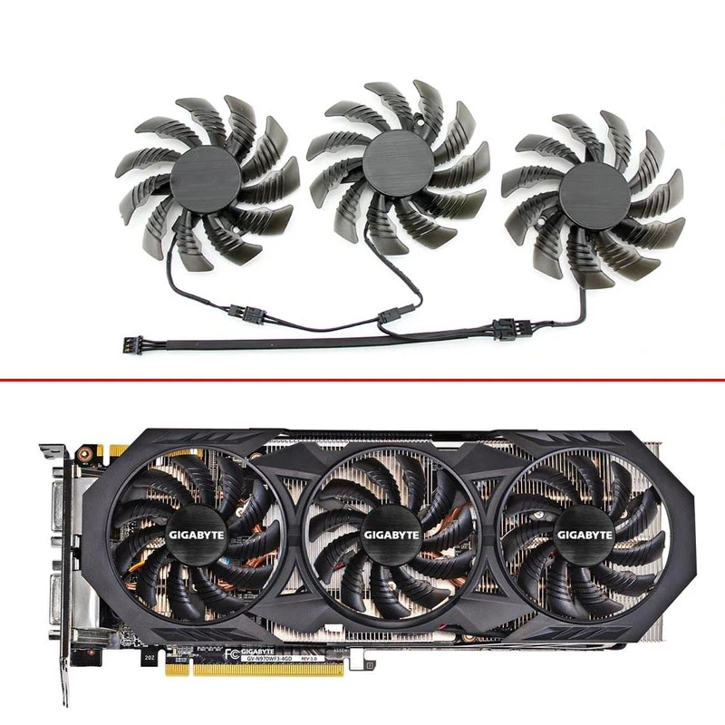 75 мм PLD08010S12H 3-контактный вентилятор охлаждения для видеокарт Gigabyte GTX 970 Windforce G1 R9-280X