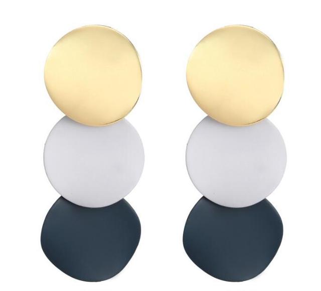 Black Round Metal Earring for Women Gold Shiny Smooth Long Drop Earrings 2019 Fashion Statement Jewelry Pendientes Bijoux