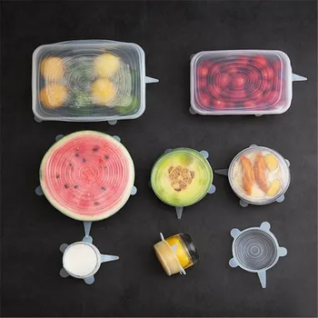 

6pcs Reusable Silicone Food Cover Stretch Lids Universal Food Wrap Cover Food Fresh Keeping Silicone Caps Stretchable Magic Lid