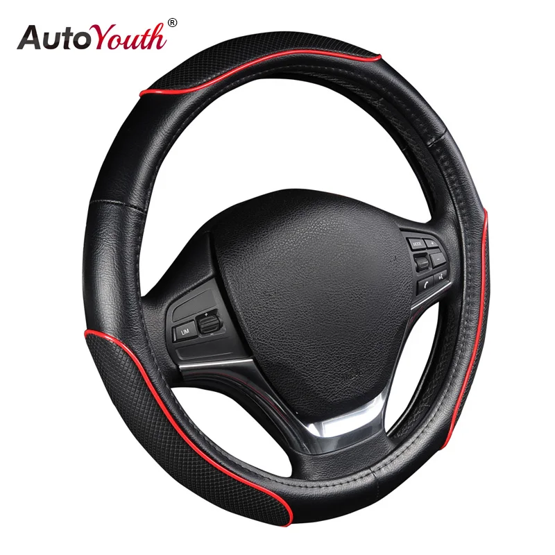 Autoyouth рулевого колеса автомобиля крышки Спортивная волна узор с красной линии
