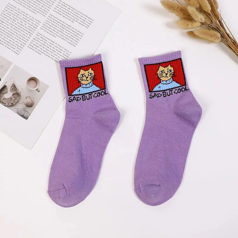 new fashion Harajuku women girls Hip Hop long socks cute Animal dinosaur socks for ladies funny japan cartoon socks - Цвет: 20