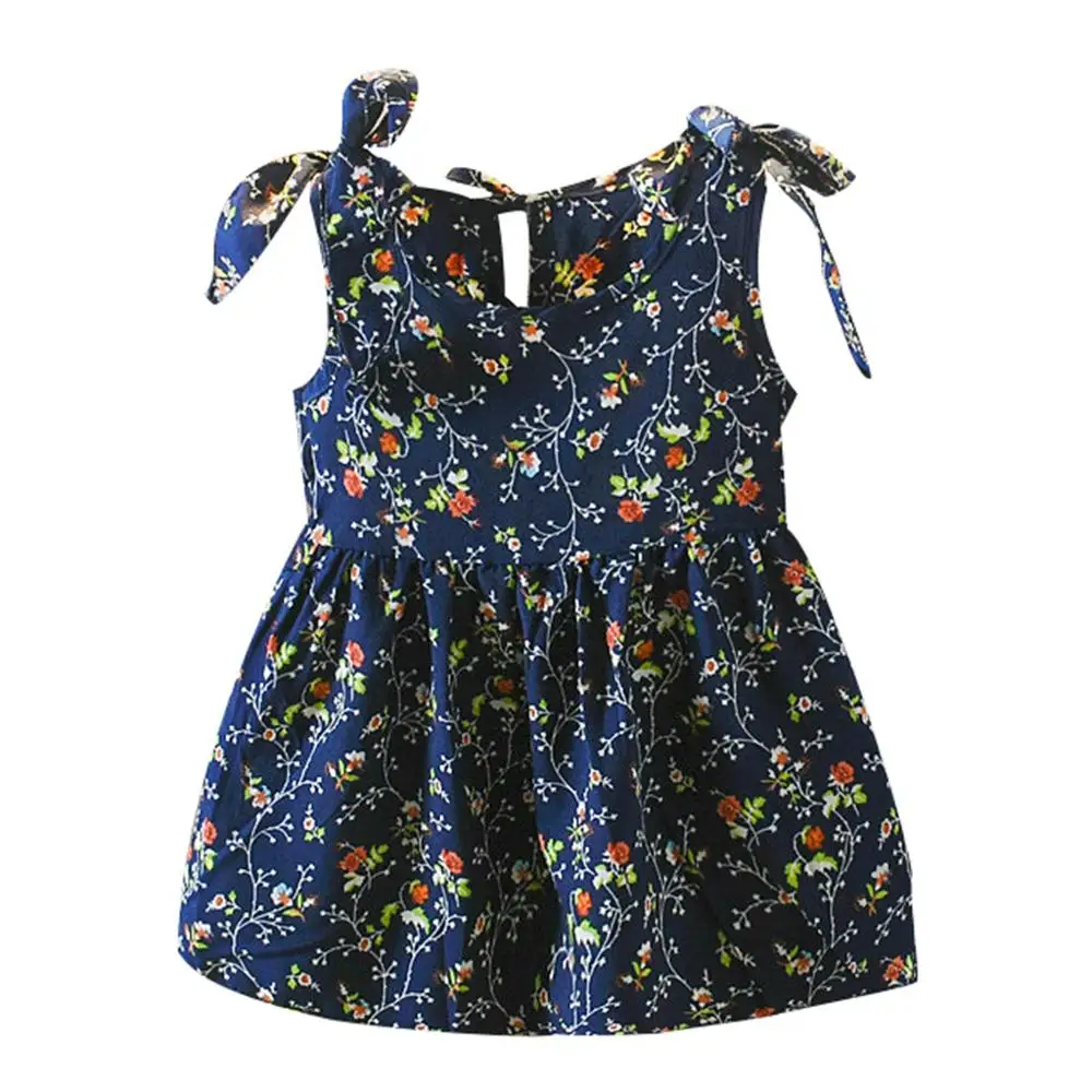 Зимнее платье для малышей Vestido без рукавов с бантом и цветочным рисунком