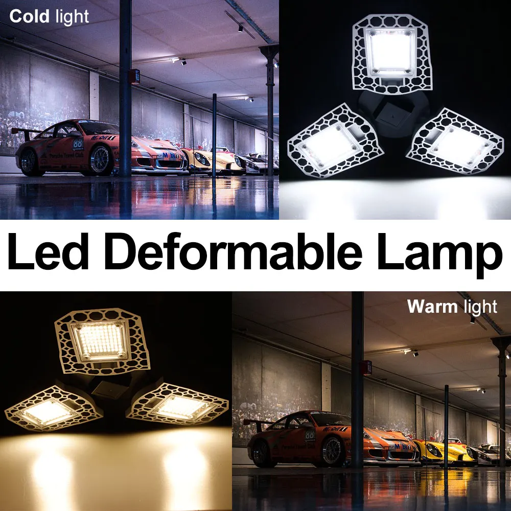

60W 80W 100W Led Lamp E27 220V Light Bulb Sensor Led E26 Garage Lighting Led Ceiling 110V Deformable Lamp High Bay Light 2835SMD