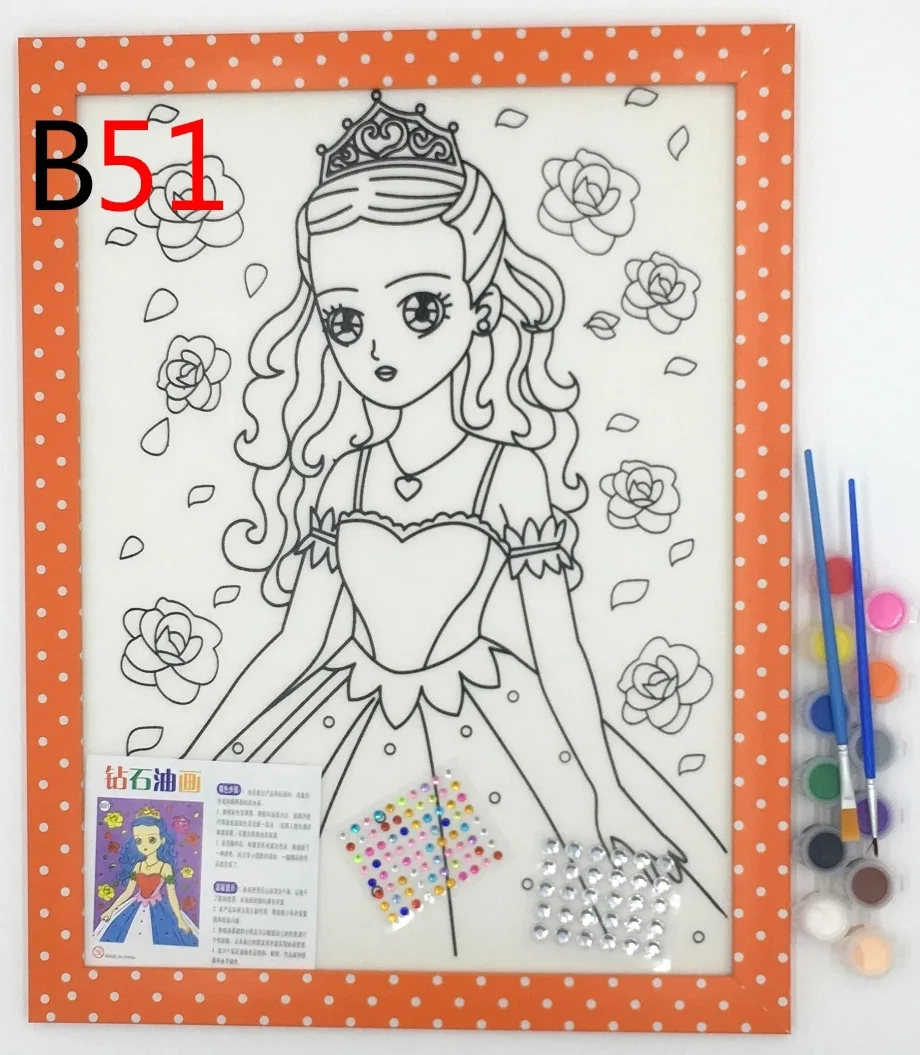 

Color Frame 16-Inch Board Coloring Painting Hand-made Painting DIY Educational Painting Coloring Painting Square Stall Children