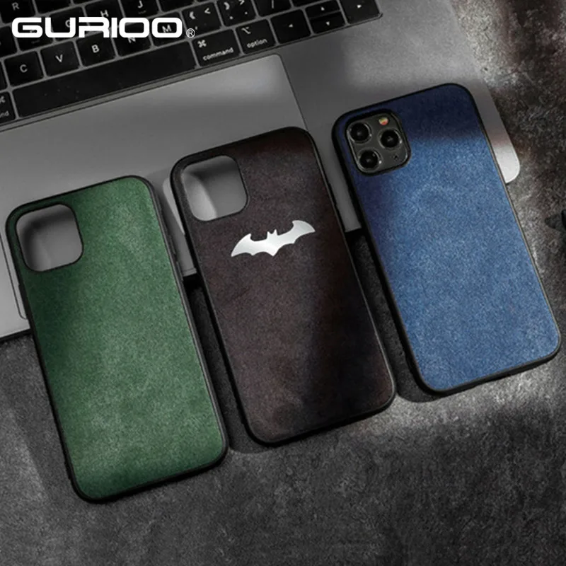 Luxury Suede For iPhone 11 Pro Max Case Leather Full Cover Business Batman Back X XR XS 6 6S 7 8 Plus Funda |