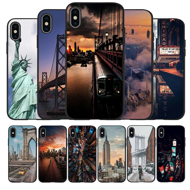 New York Empire Building Black TPU Silicone Soft Phone Case For iPhone 11 Pro Max X XS MAX 5 6 7 8 Plus | Мобильные телефоны и