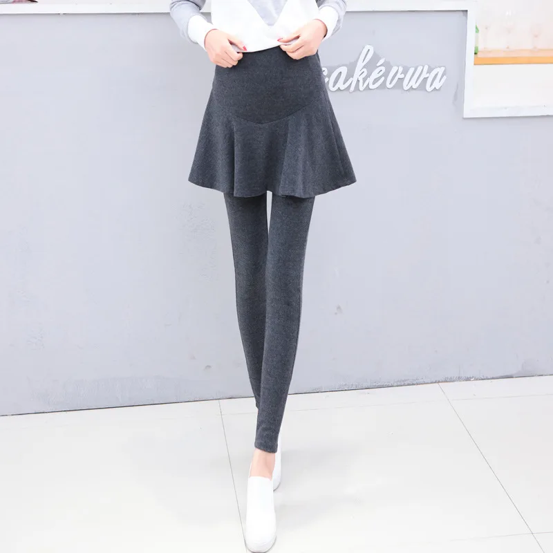 

2019 Spring And Summer-Style Slim Fit Knitted Pregnant Women Pants Leggings Fake Two-Piece Pregnant Women Divided Skirt