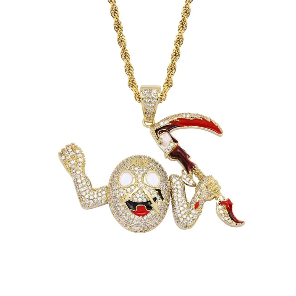 Gold GUCY Iced Out wicked колье с подвеской часы AAA кубический цирконий хип хоп ювелирные изделия с теннисной цепочкой для подарка - Окраска металла: Gold