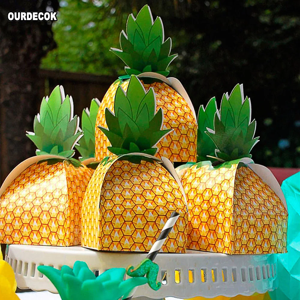 

OurDecok 10Pcs Wedding Favors Gift Candy Boxes Paper Pineapple Gift Bag Beach Wedding Decorations Home Party Birthday Supplies