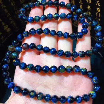 

Natural Namibia Blue Pietersite Bracelet Chatoyant Stretch 6.2mm Healing Best Gift 3 Laps Round Beads Necklace Fashion AAAAA