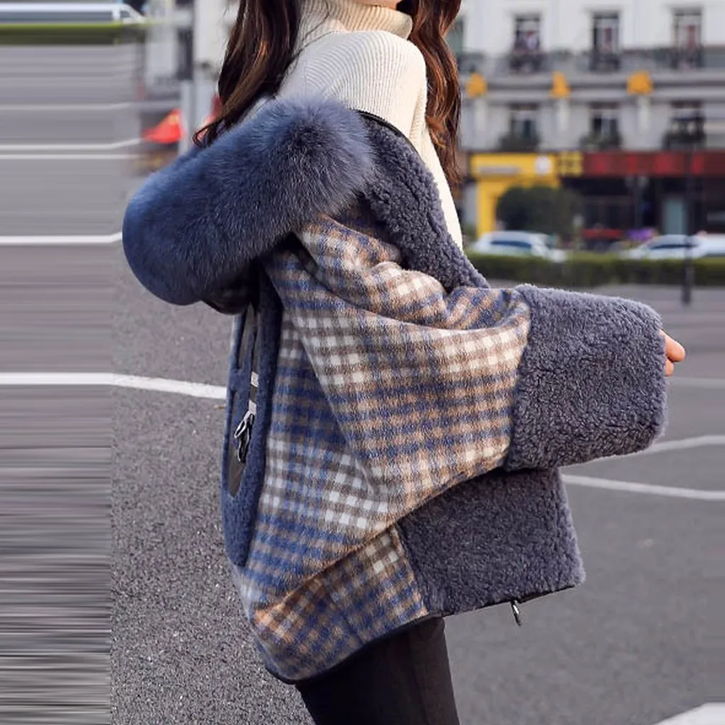 Womail Womens Coats Women Winter Vintage Plaid Office Lady Long Sleeve Woolen Hooded Jacket coat women Abrigo S-2XL