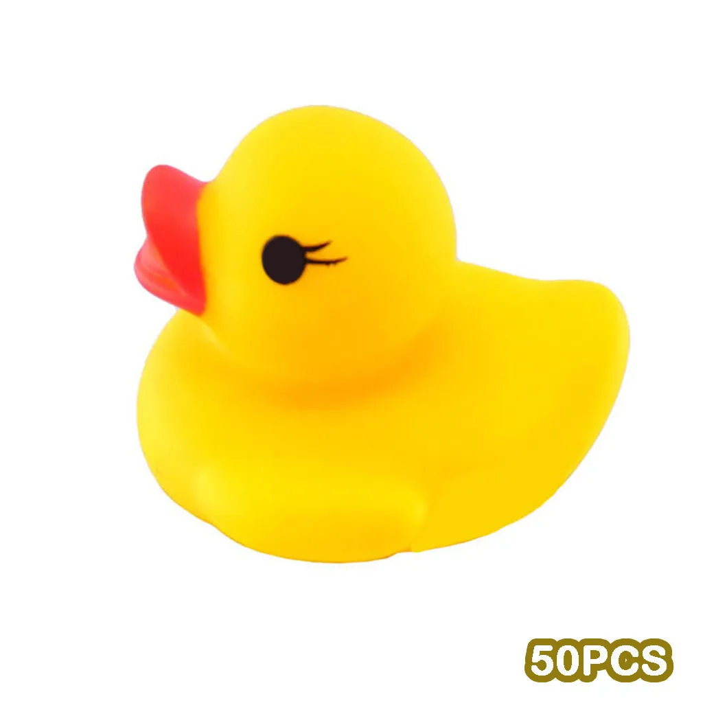 Yellow 50pcs 20 Вт, 50 шт в наборе, милые мини-желтые резиновые утки игрушки для купания с плавающей уточка игрушки для вечеринки перед рождением ребенка сжатие вызова резиновая уточка подарок игрушки для ванной - Цвет: Yellow 50pcs