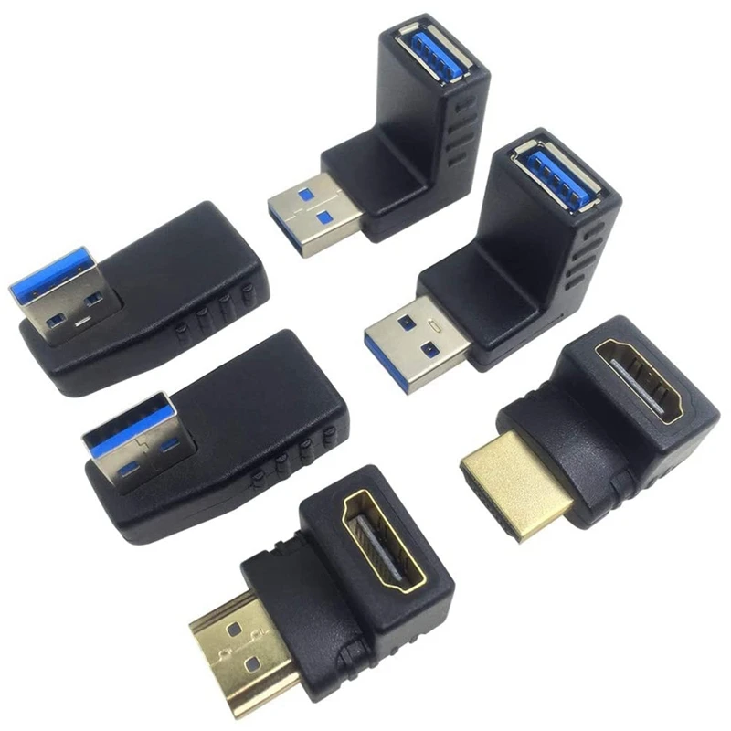 4 шт. угловые переходники USB 3 0 вправо/влево/вверх/вниз и 2 переходника HDMI