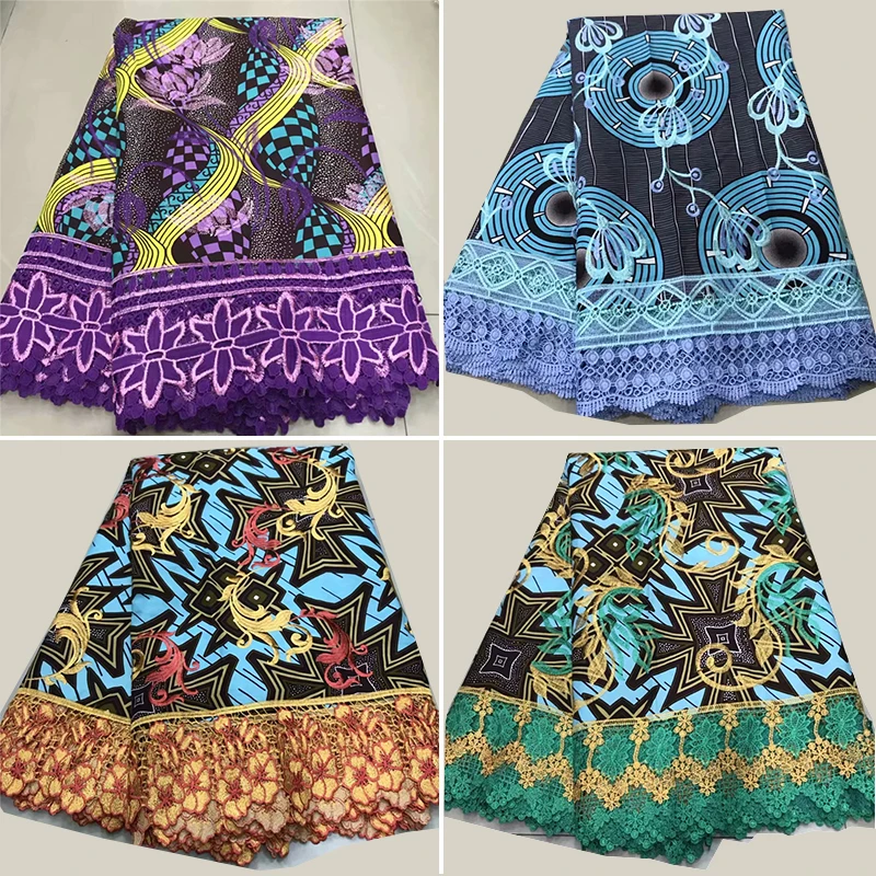 Популярный дизайн модное хлопок водорастворимые кружева ткани смесь Анкара воск вышивка Африка воск кружевная ткань для платья! AE-3679