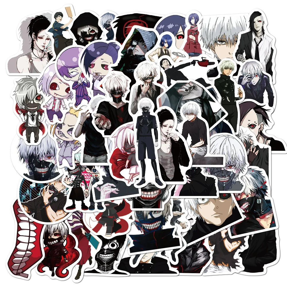 10/50pcs Japón Anime Tokyo Ghoul etiqueta Graffiti para equipaje portátil monopatín bicicleta etiqueta lápiz Pegatinas de regalo de los niños