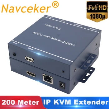 

Navceker 200m HDMI USB KVM Extender over IP Network HDMI Extender Transmitter Receiver over Cat5e/6 HDMI Extender IR with Loop