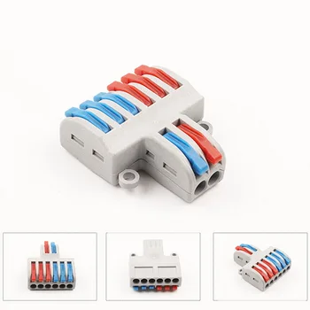 

5/10Pcs Wire Connector Mini Fast Universal Wiring Electrical Cable Connector Push In Conductor Terminal Block SPL-42/62 Splice