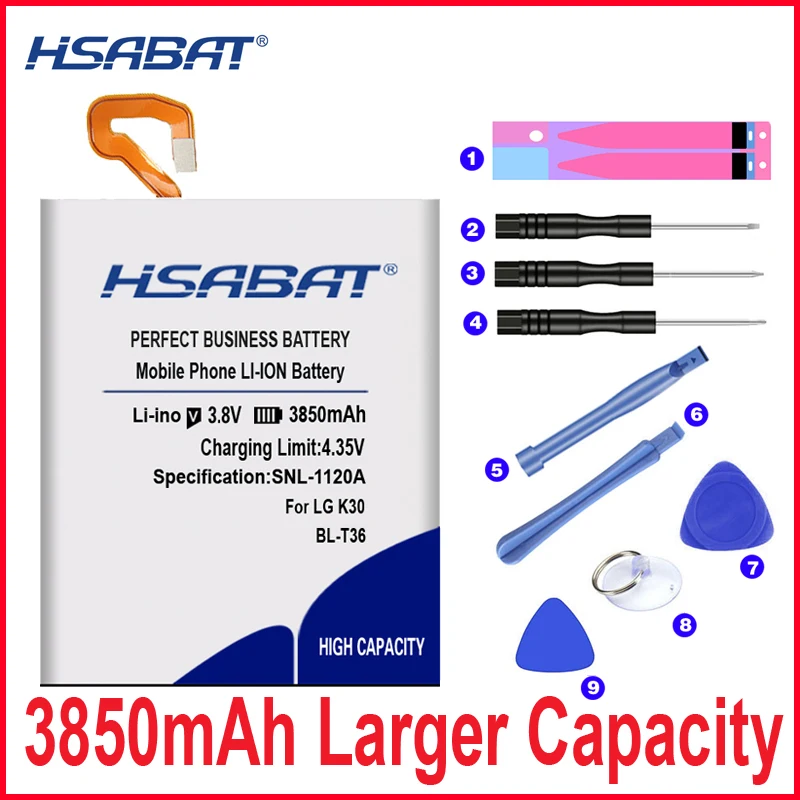 HSABAT 0 цикла 3850 мА/ч, BL-T36 Батарея для LG Harmony 2, K10, K11-, K30, K11+, L413DL X410 X410E X410L X410S X410X
