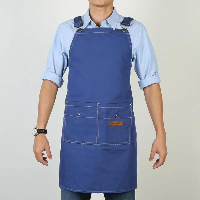 Practical Men Women Apron Adjustable Cotton Canvas Multi-pocket Aprons Baking Kitchen Home Restaurant Pinafore Tools