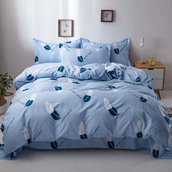

Dreamort 100%cotton Feather pattern Brief Style 3or4pcs Twin Full Queen size Bedding Set Bed sheet+Duvet cover+Pillowcase