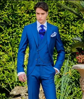 

Latest Coat Pant Designs Royal Blue Italian Men Suit Classic Gentle mens Tuxedo Prom Blazer Custom 3 Piece (Jacket+Pants+Vest)