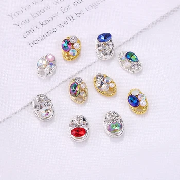 

10PCS Hollow Oval 3D Nail Art Decorations Rhinestones Pearl Charms Beauty Glitter Nails Jewelry Accessories Hot 2020 NEW ARRIVAL