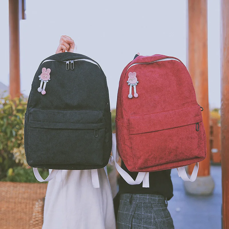 

Vintage Sense GIRL'S INS Super Fire School Bag Women's Retro Corduroy Backpack Korean-style MORI Series High School STUDENT'S Ba