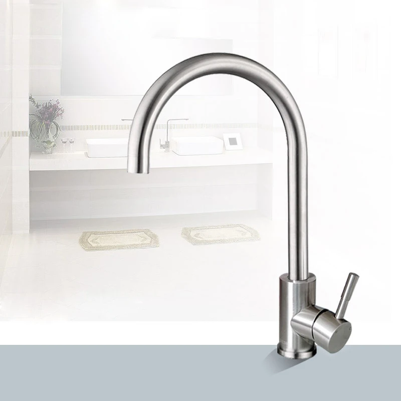 

304 Stainless Steel Kitchen Faucets Hot Cold Mixer Kitchen Sink Faucet Brushed Finished Water Saving Kitchen Taps