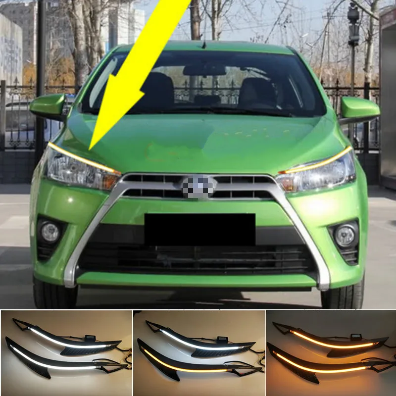 2 шт. светодиодный для Toyota Yaris 2014-2017 дневные ходовые огни светильник желтый
