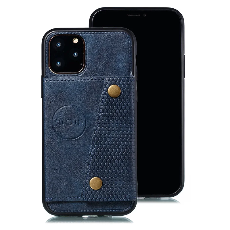 Синий Магнитный автомобильный чехол для телефона для iPhone X XR XS Max 6 6S 8 7 Plus кожаный чехол держатель для карт чехол-кошелек для iPhone 11 Pro Max - Цвет: Синий