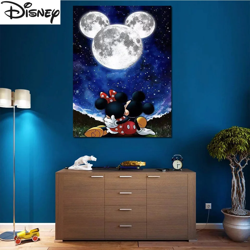 Diamond Painting Kit Mickey Et Minnie Shadow Moon Full Diamond Embroidery Cross Stitch For Disney Children