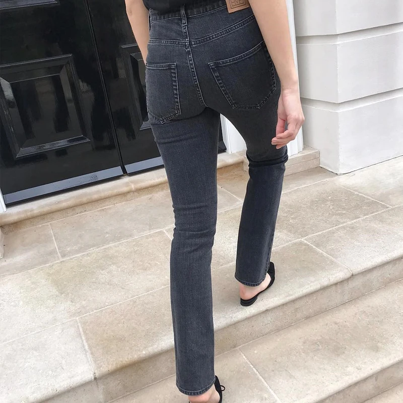 2019 Women Jeans Asymmetrically Cut Vintage Straight  Original Denim Washed Jeans Cropped Rinse Straight Jeans Twisted Seam bell bottom jeans Jeans