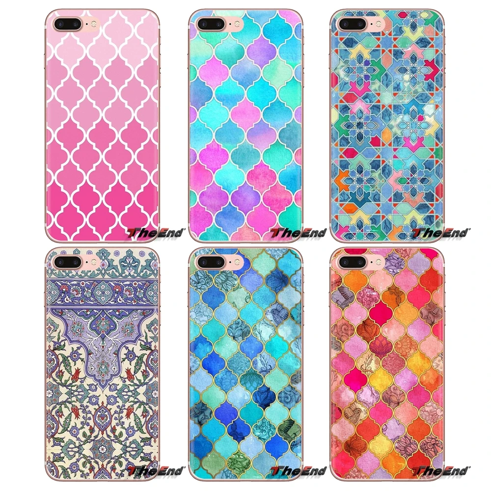 Silicone Cases For Samsung Galaxy S2 S3 S4 S5 MINI S6 S7 edge S8 S9 Plus Note 2 3 4 5 8 Coque Fundas Moroccan tiles Print Poster |