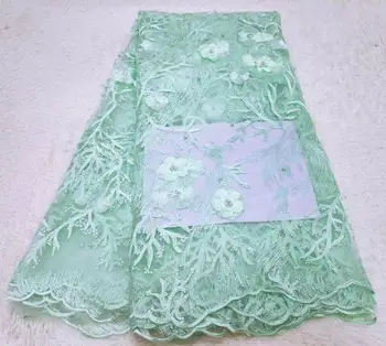 

Gorgeous african 3d lace fabric african lace fabric 2019 high quality lace Mint green, color with beads french lace fabric