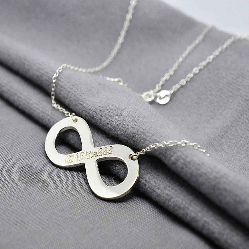 

FYW One Name Personalized Date Necklace Custom Stainless Steel Infinity Necklace With Engrave Name Jewelry Gift For Women