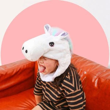 

Candice guo! super cute plush toy lovely animal fantastic star eyes horse soft head hat Photo Props activity show birthday gift