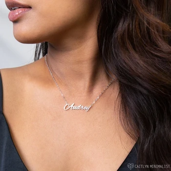 

AurolaCo Steel Personalized Name Necklace Custom Name necklace For Women Nameplate Necklace Customized Jewelry Gift