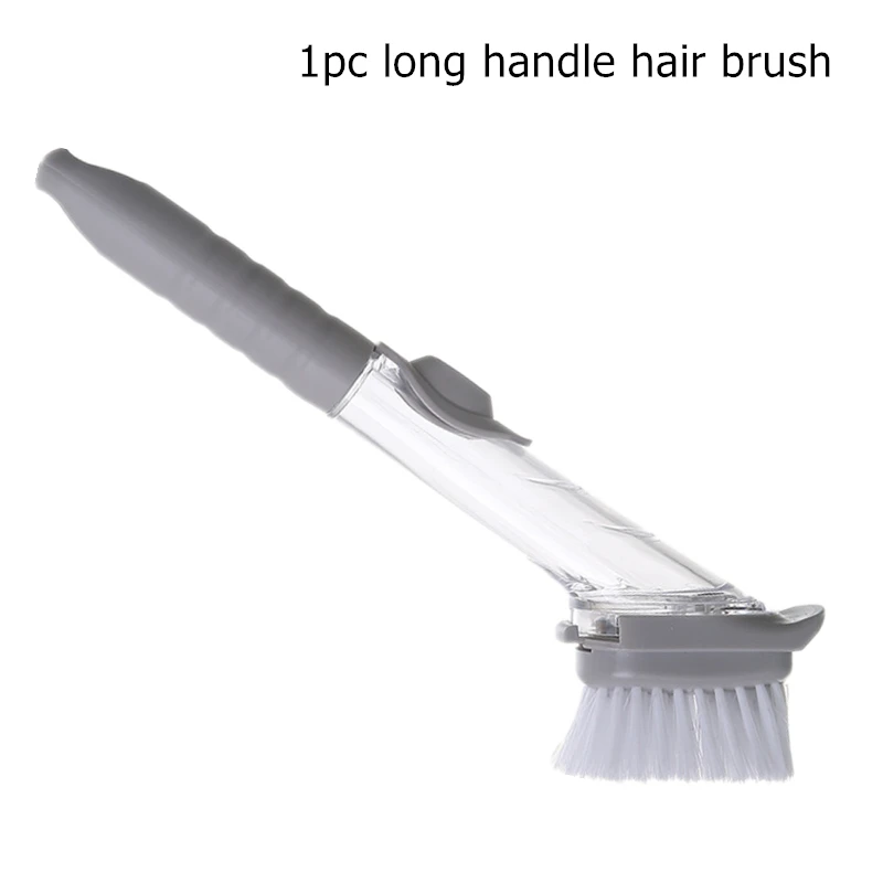 1pc Automatic Liquid Dispensing Kitchen Brush With Long Handle And