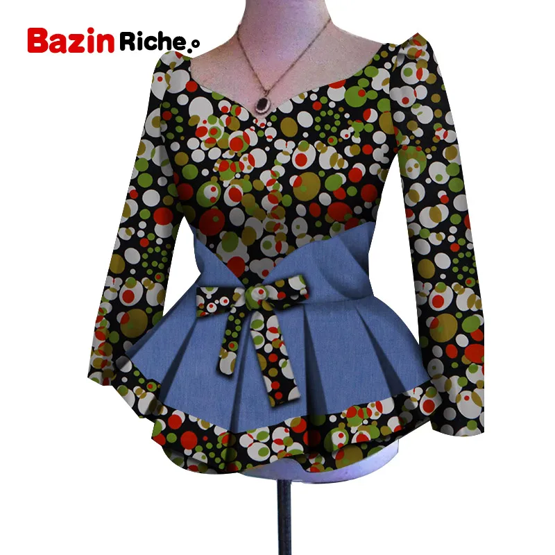 Модная Новая африканская Дашики женская одежда Bazin Riche модные элегантные многослойные рубашки Анкара африканские женские топы WY5092 - Цвет: 14