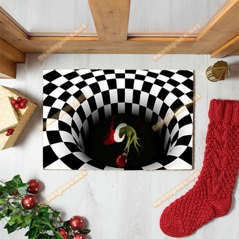 

Christmas 3D Illusion Doormat Anti-Slip Floor Mat Bedside Area Rugs for Bedroom Living Room Children Room Decor Rug VJ-D
