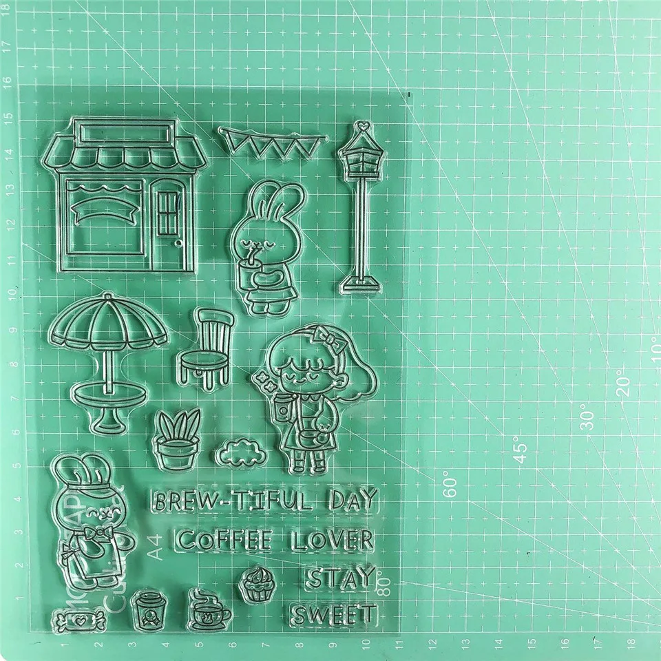 11*16 кофе девушка прозрачный силиконовый штамп печать для DIY Скрапбукинг Фотоальбом Декоративные прозрачные штампы лист