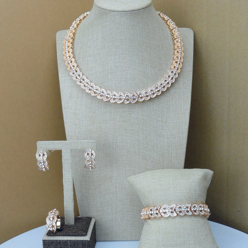

Yuminglai Gold Color Fashion African Rhinestone Jewelry Sets For Nigerian Women Wholesale FHK7057
